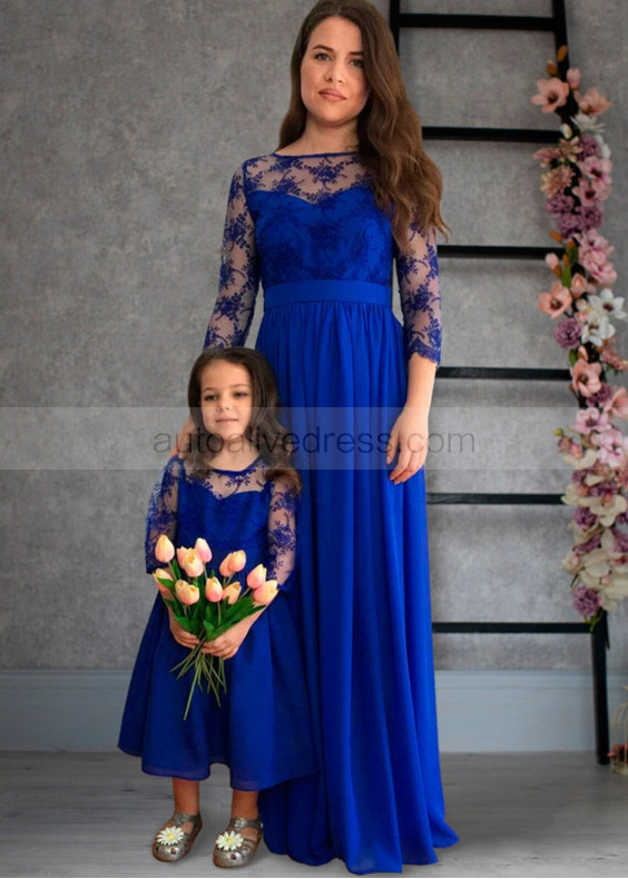 Lace Chiffon Tea Length Flower Girl Dress